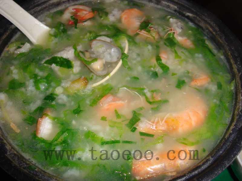 生菜海瓜子鱼滑虾粥